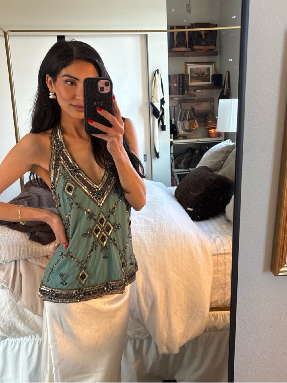 Vintage ‘Scala’ Beaded Halter Top